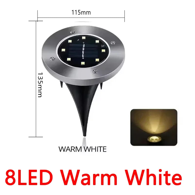 1/4/8-pack zonnelampen voor buiten, 8/20 LED's, schijfvormige ondergrondse lamp, spot, begraven zonnelamp voor huis, tuin, gazon en tuindecoratie
