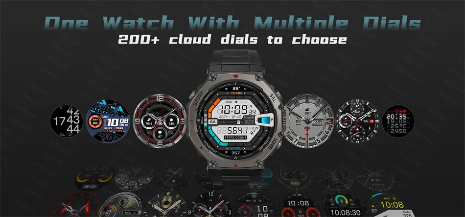2025 New Outdoor Military Smart Watch Men GPS Track Waterproof Swim Health Monitor Compass GPS Sport Fitness Smart Watch Bracelet