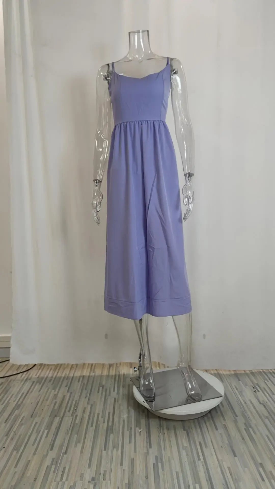 U-neck Summer Women's Dress Vintage Elegant Sleeveless Camisole Slim Pleated Sundress Loose Host A Performance Party Long Dress