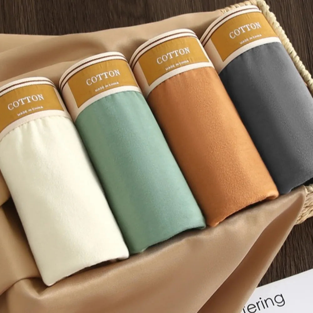 4 stuks ademende boxershorts voor heren, effen kleur, plus maten L-4XL, middelhoge taille, naadloos ondergoed, polyester, jongensondergoed