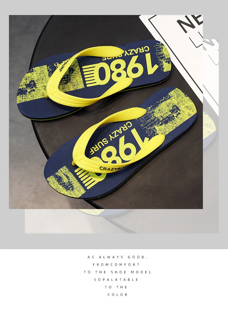 Outdoor Men Beach Flip Flops Sandals Summer Seaside Male Travel Water Slippers Yellow Orange Adult Sandals Slides