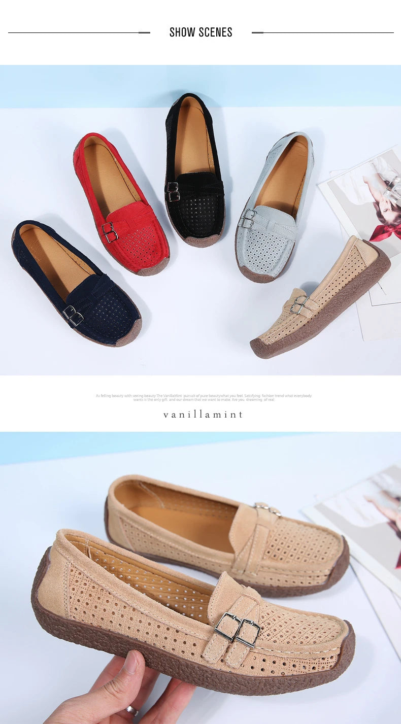 Women's Female Ladies Mother Shoes Sandals Platform Flats Slip On Hollow Summer Cool Moccasins Vulcanized Shoes 41 42