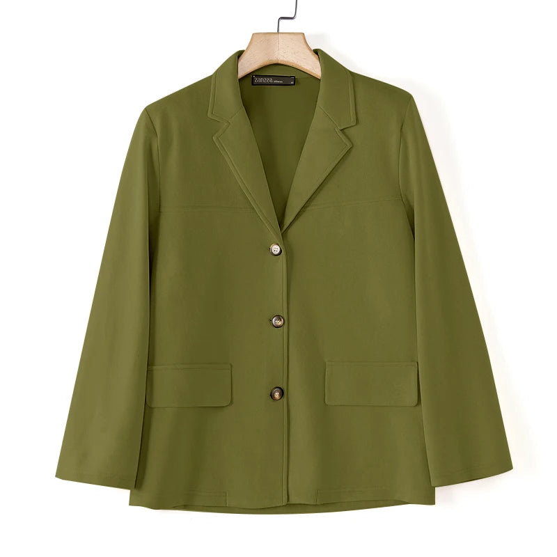 Casual Suede Women's Blazer 2025 Spring Fall Long Sleeve Lapel Neck Suit Jackets Elegant Single-Breasted Streetwear Coats