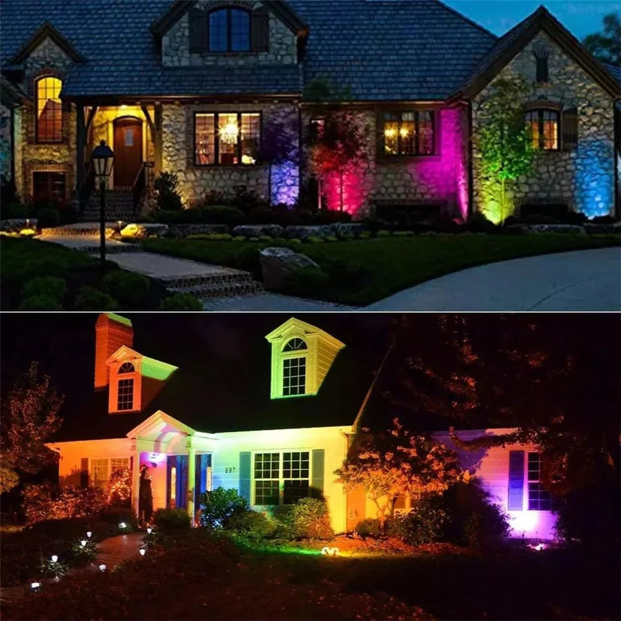 New 2 In 1 Solar Garden Light Adjustable Outdoor Wall Lamps Waterproof Super Bright Spotlights RGB Solar Landscape Lawn Lamps