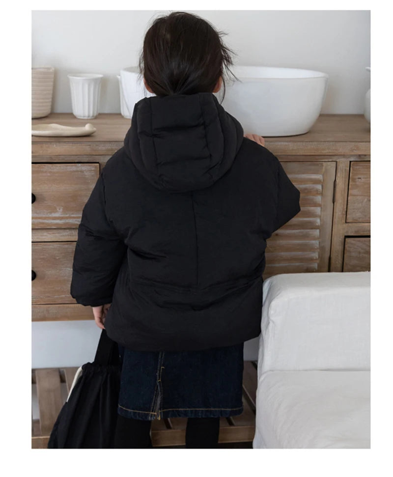 Children's Down Jacket Winter New Kid's Clothing Korean Version Boys Loose Solid Colour Thick Coat Girls Warm Outwear 2-7Y Unisex