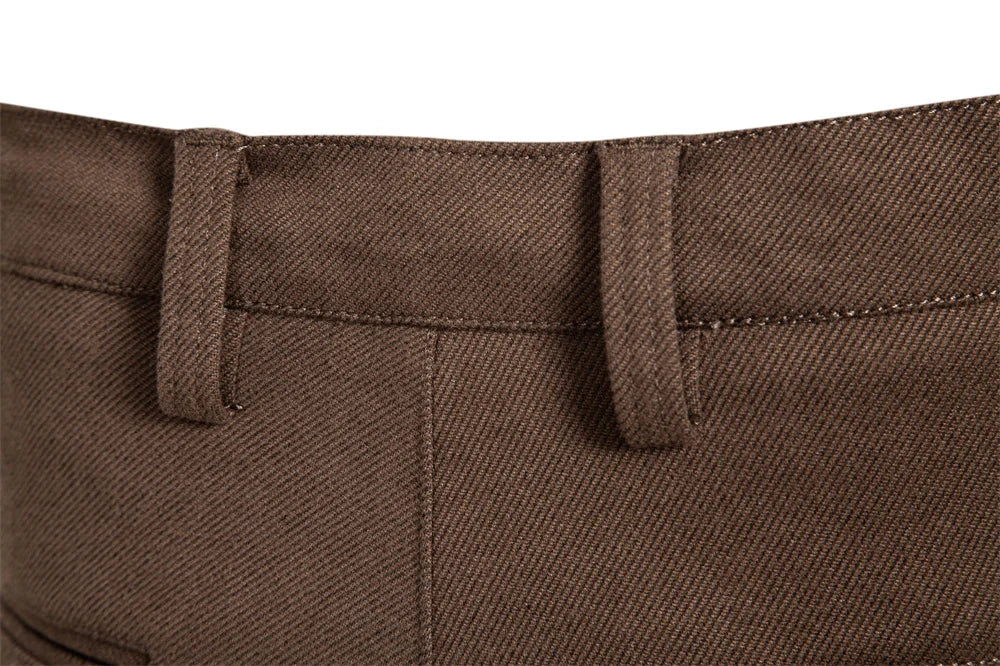 Men's Thermal Pants Solid Colour Winter Warm Casual Trousers Elastic Waist with Drawstring Slim Fit Zipper Pants