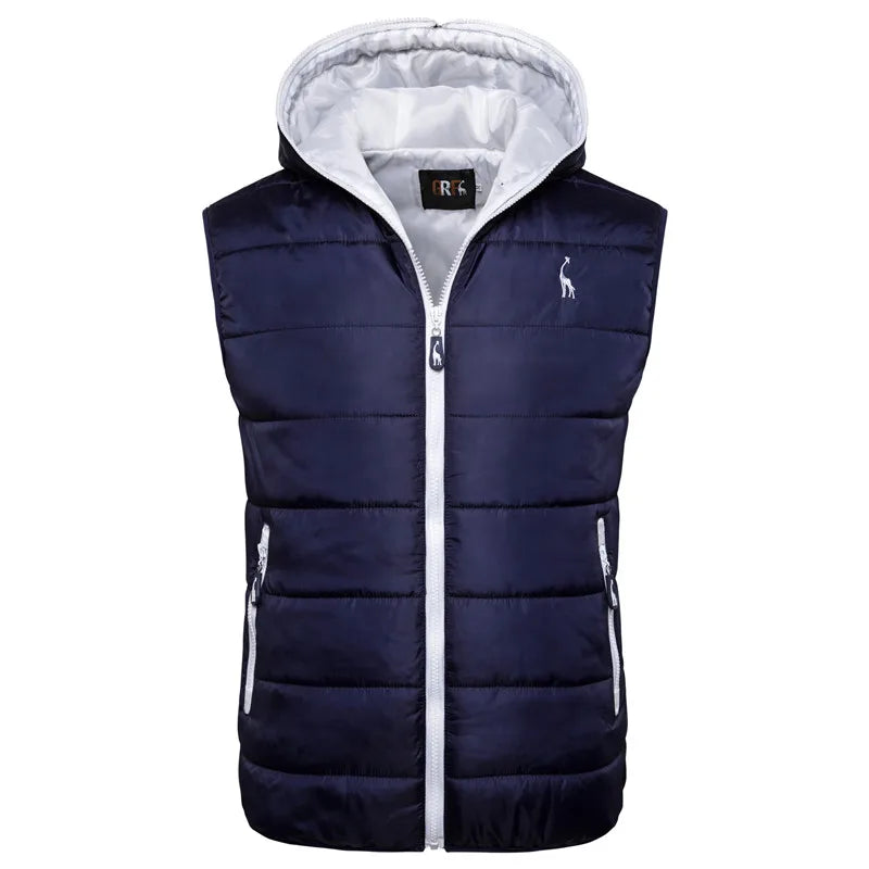 2021 neue Giraffe Marke Winter Jacke Männer Hoodied Weste Männer Zipper Herren Jacke Ärmellose Casual Winter Weste Männer