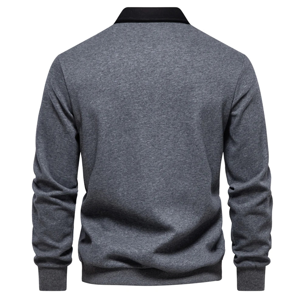 Autumn Fashion Design Polo Neck Sweatshirts For Men Casual and Social Wear Quality Cotton Sweatshirts