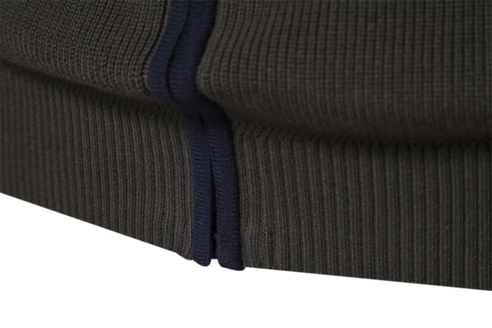 Men's Autumn and Winter Patchwork Colour Sweater For Men Zipper Cardigans High Quality Male Cotton Sweater