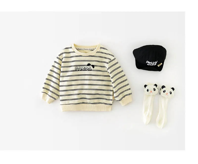 New Spring Kids Hoodie Children Cute Waffle Stripe Sweatshirt Girls Boys Thin Casual Design Pullover Shirt 1-5Y Unisex