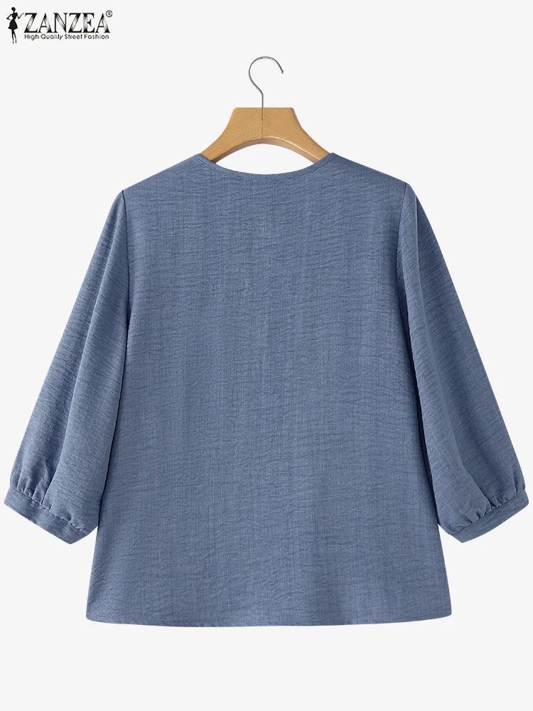 2025 Autumn Office Shirts Women Long Sleeve Buttons Blouses Casual O Neck Solid Loose Tops Female Work OL Blouses Chemise