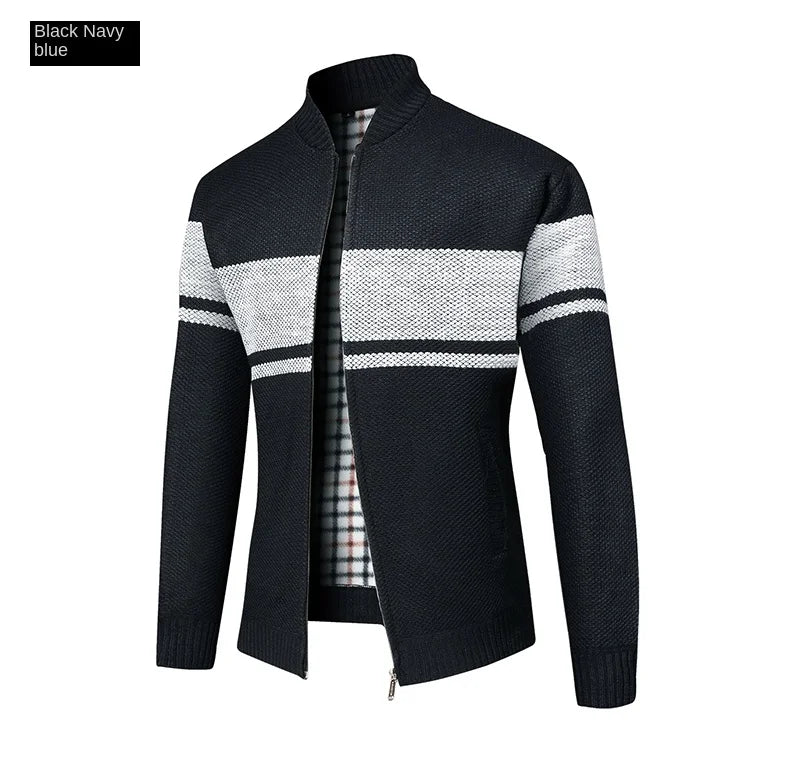 Men's High Quality Thick Plus Velvet Brand Casual Fashion Baseball Collar Classic Jacket, Zipper Warm Windbreaker Male Coats