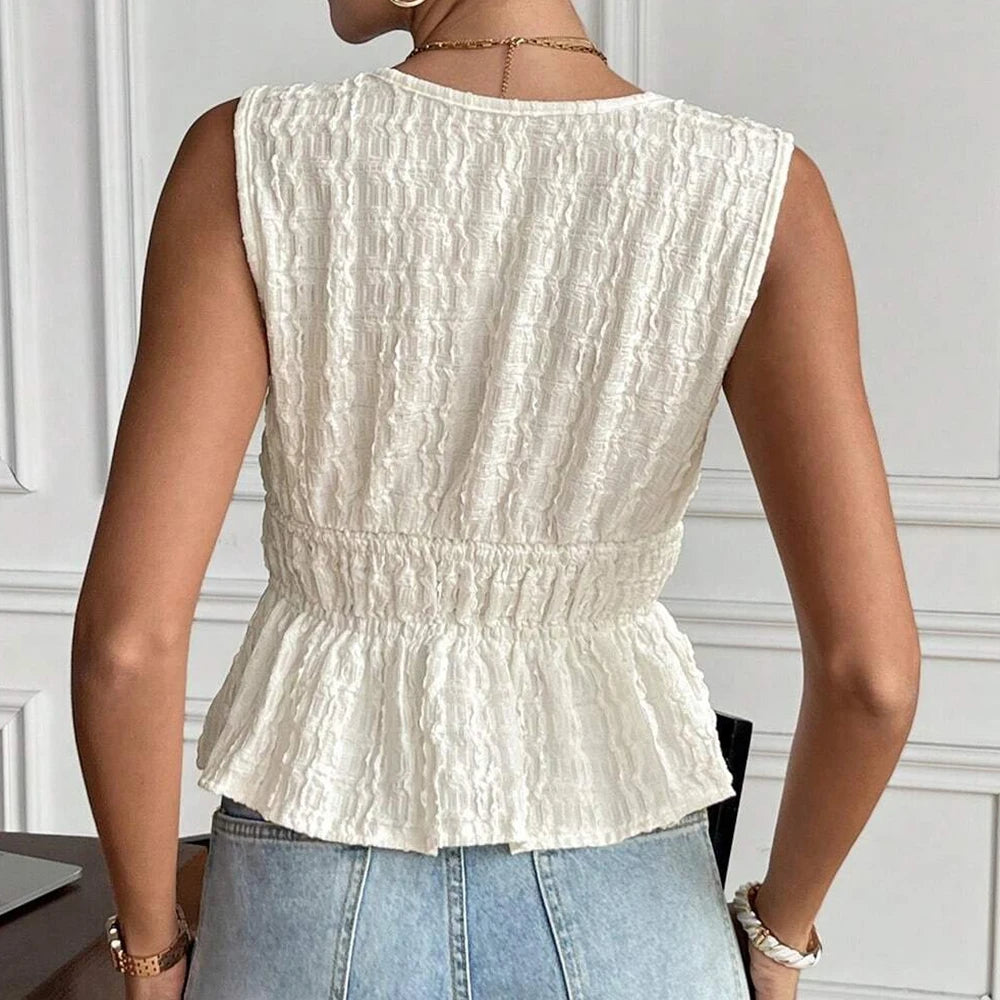 Women's Tanks Deep V-Neck Tie Detail Sleeveless Solid Colour Top Summer Casual Chic Style Tanks