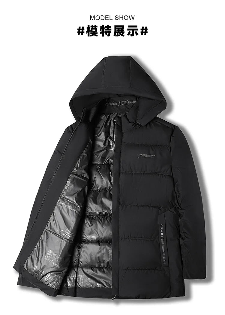 Men's High-Quality Hooded Thickened Warm Cotton Coat, Suitable for Daily Commuting, Elegant Business and Casual Wear Size L-5XL
