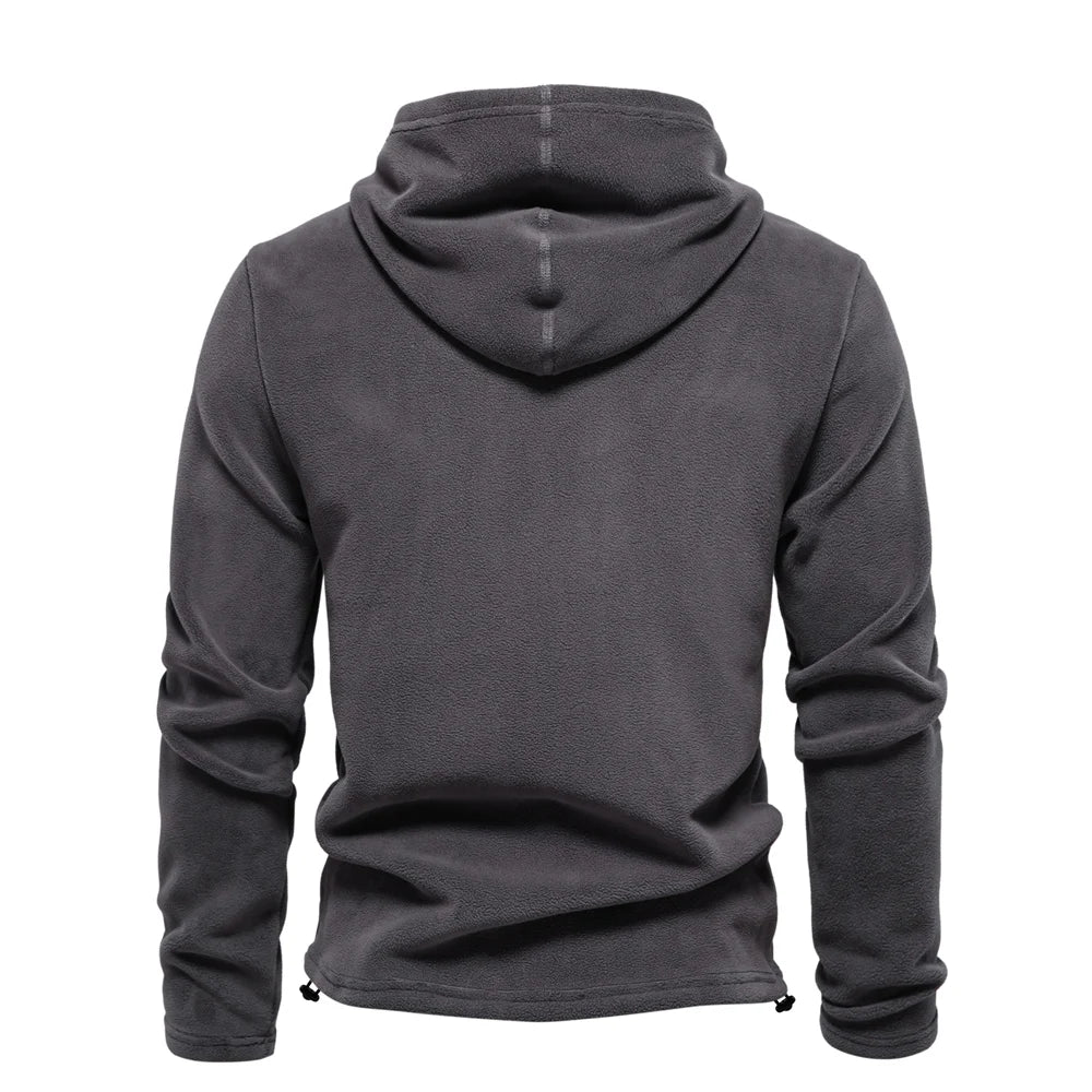 Herren Winter Solid Fleece Hoody Hochwertiger warmer Casual Kordelzug Hut Sweatshirt Softshell Hoodies für Männer