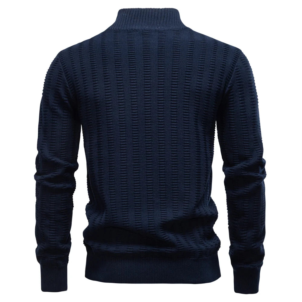 Men's Luxury Striped Pullover Style Cotton Knitwear Thickened Warm Crew Neck Winter Social Male Sweater