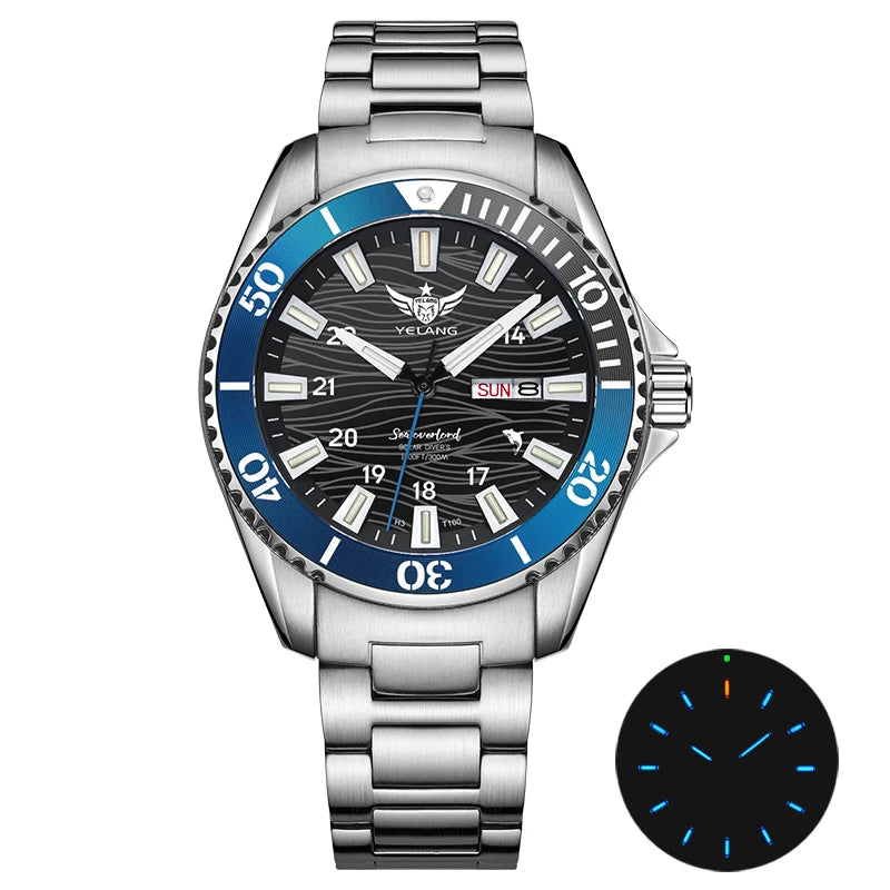 Yelang V1217 42mm Japan Eco-Drive Solar Watch Men's Watch 300M Diver Watch 30ATM Professional Waterproof Sapphire Luminous