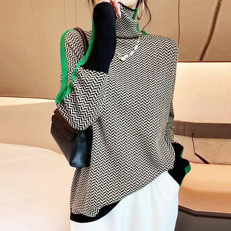 Women's Turtleneck Sweater Knitted Simple Soft Top Slim Warm Jumper Pullover Basic Female Sweaters