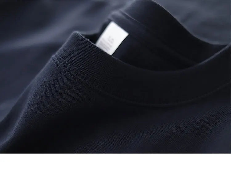 2025 Summer New American Retro 245G Short Sleeve O-neck Solid Color T-shirt Men's Fashion Simple 100% Cotton Washed Casual Tops