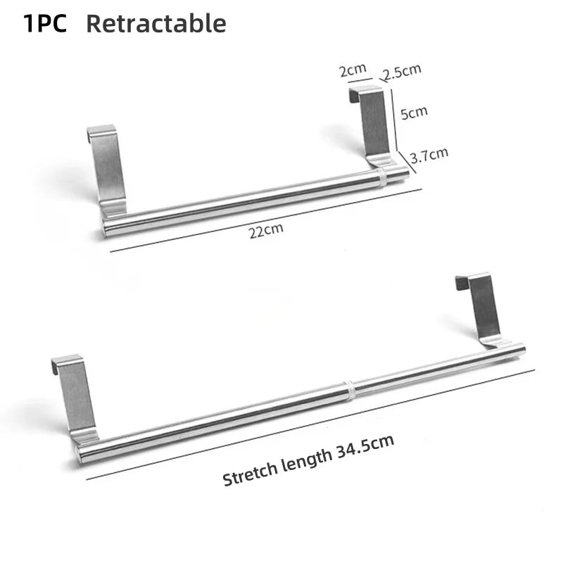 Stainless Steel Towel Rack Kitchen Cabinet Door Hanger Rag Holder Bathroom Bath Towel Storage Shelf Home Organizer
