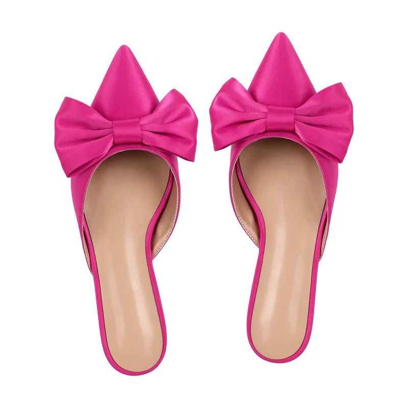 Women Mules Pointed Toe Butterfly-knot Plus Size Shoes