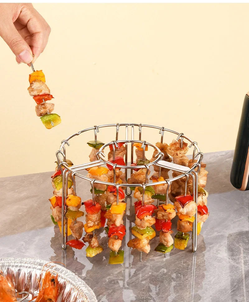 12/24/48 Spiesjes Keukengadgets Grill Airfryer RVS Grill Verticale Spies Hangend Oven Kebab Rek Kebab Houder