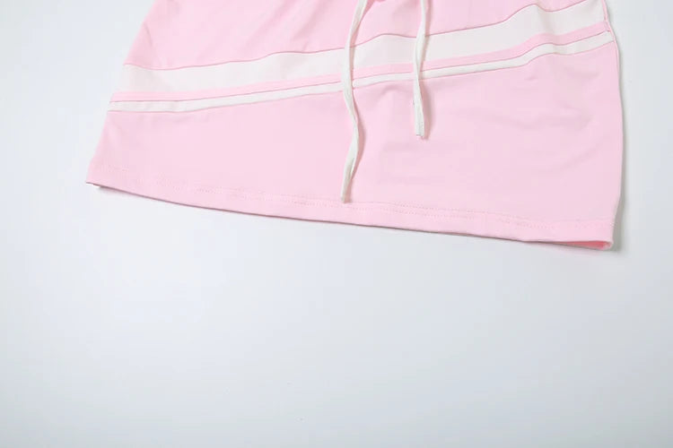 Sporty Casual Women Tracksuit 2 Piece Set Summer Patchwork Zip Tank Tops + Bandage Skirts Matching Stretch Slim Outfits