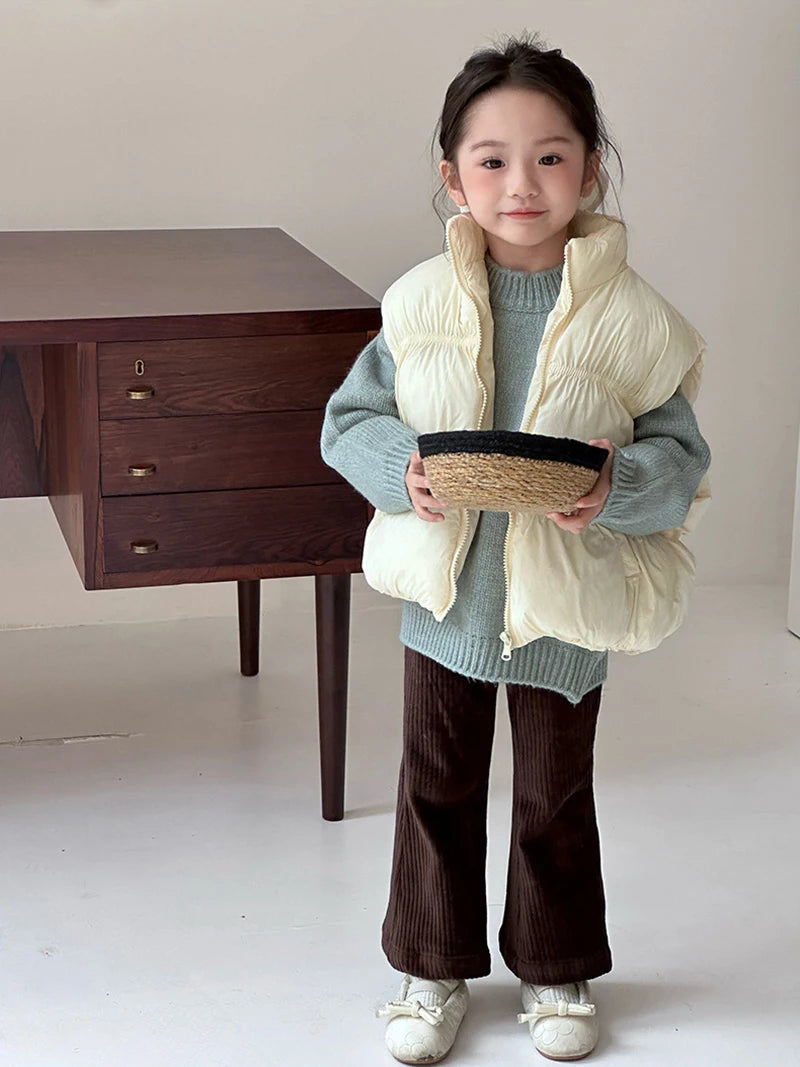 New Autumn & Winter Kids Vest Children's Thickened Turtleneck Waistcoat Korean Style Girls Boys Trendy Warm Outwear 2-6Y Unisex