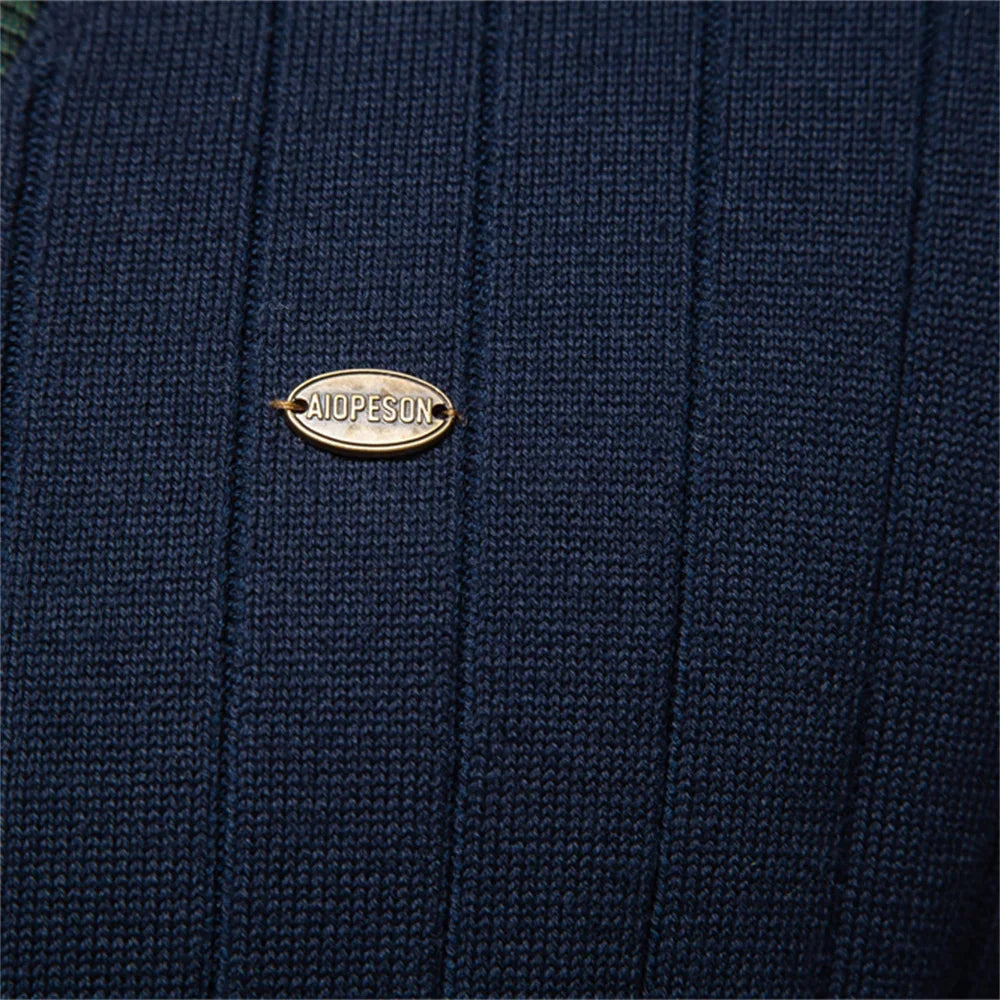Men's Cotton Cardigan Sweater V-Neck Button-Up Casual Youth Knitted Sweaters for Men