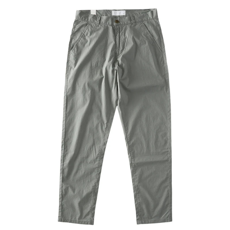 2025 Summer New American Retro Thin Quick-drying Elastic Commute Pants Men's Simple 97% Cotton Washed Casual Straight Trousers