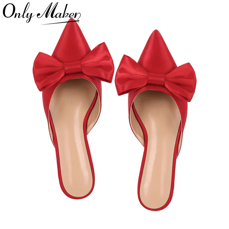 Women Mules Pointed Toe Butterfly-knot Plus Size Shoes