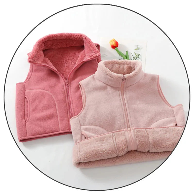 Boys' Winter Warm Vest Solid Colour Big Pocket Waistcoat Zipper Korean Kids Loose Sleeveless Jacket For Children 4-12T