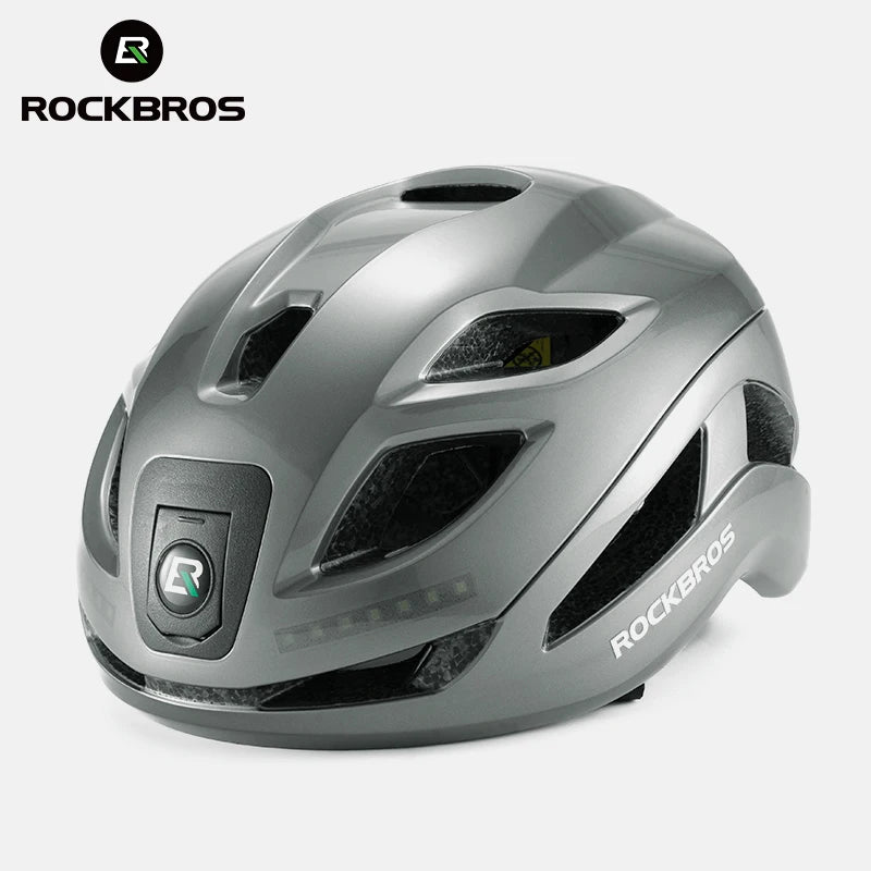 Cycling Light Helmet Type-C Charging Electric Bicycle Helmet Front Light Rear Light Warning Lamp Safety MTB Bike Helmet