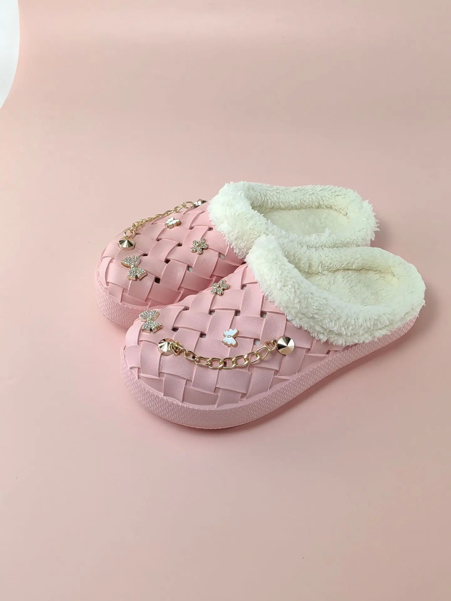 Kids' Slippers House Shoes Cartoon PU Leather Bow Winter Shoes Warm Anti-Slip Soft Bottom Shoes For Girls Size 40-45