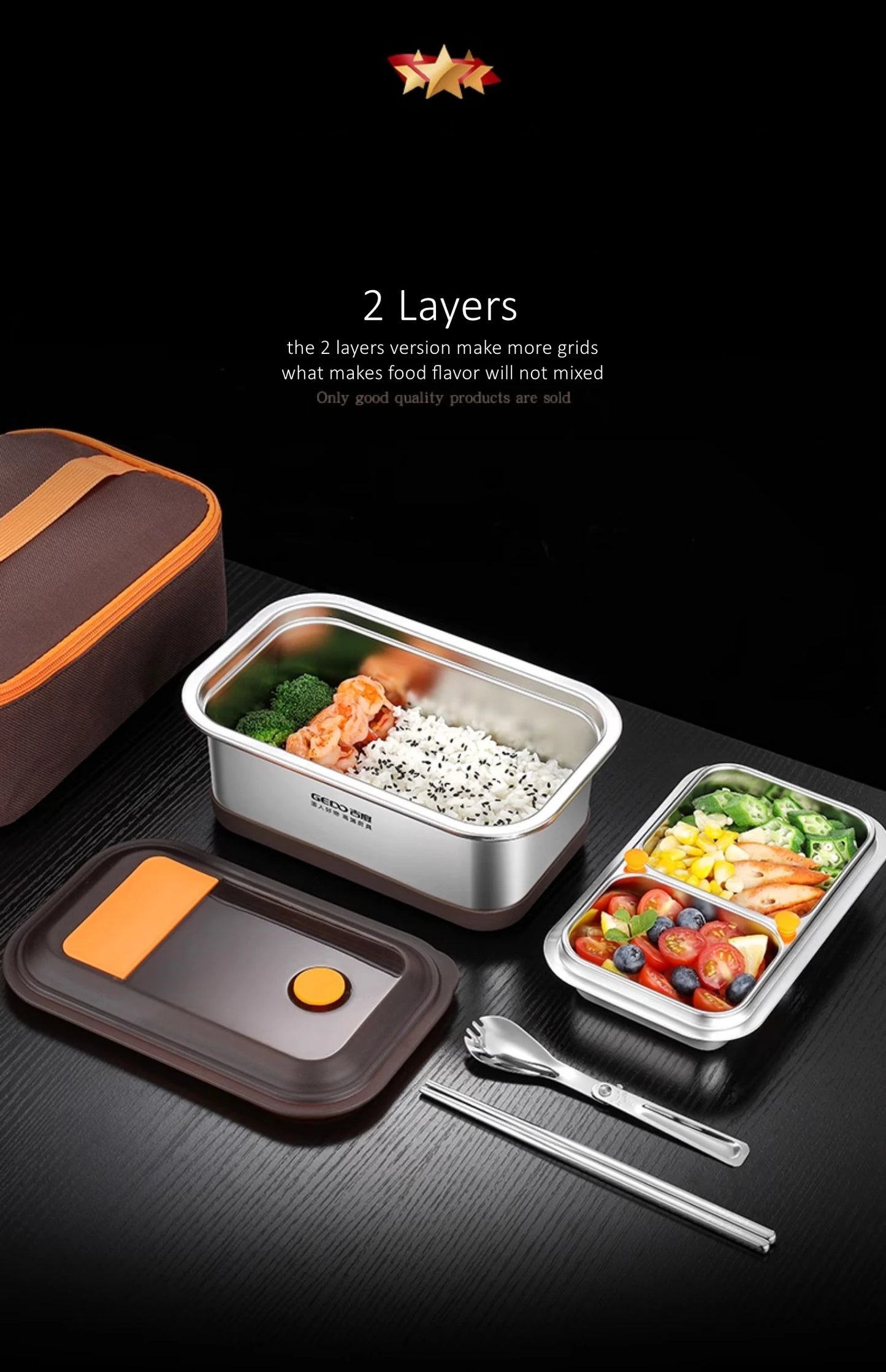 LFGB Certification 304 Stainless Steel Bento Box Well Sealed Crisper Air Exhaust Slight Vaccum Lunch Box for Office and School