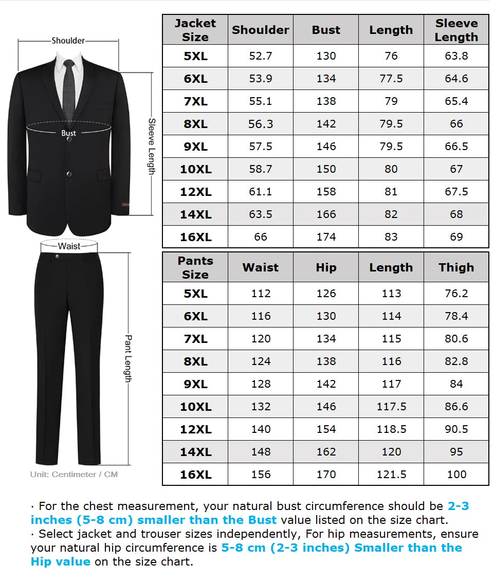 Men's Groom Wedding Blazer Suit and Pants, Tailored to Perfection For Big and Tall Men & Inclusive of Plus Size - Upto 16XL & Fits 200kg, 440lbs