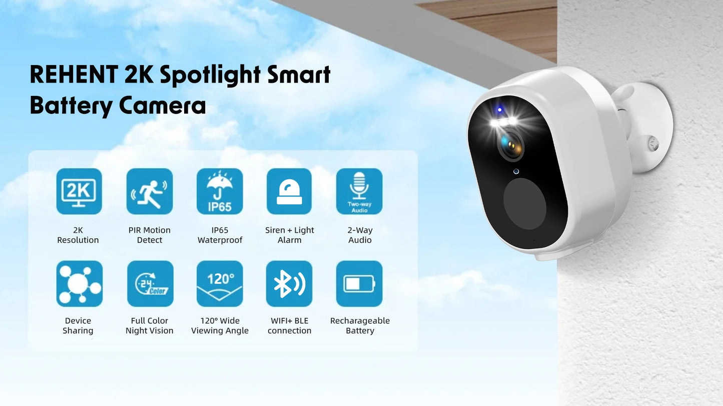 4MP Tuya Smart Wireless WiFi +BLE Buiten Batterij Zonne-energie Spotlight Menselijke Detectie Surveillance CCTV IP Netwerkcamera 2K