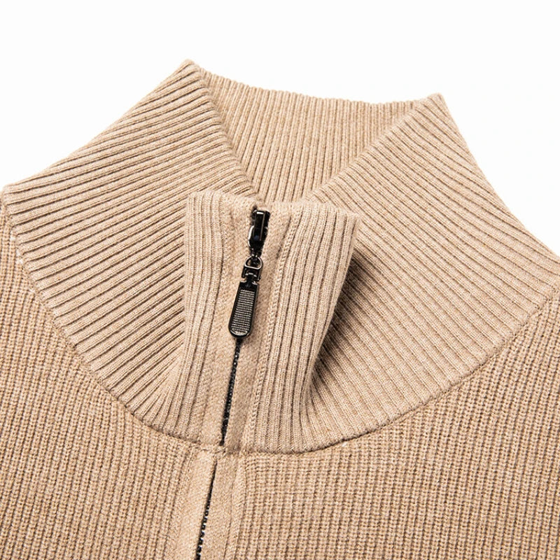 Men's Solid Colour Autumn Long-Sleeved Stretch Warm Cardigan, Daily Jacket Sizes M-4XL