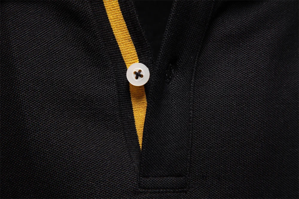 2025 Men's Business Casual Polo Shirt Solid Colour Long Sleeve Cotton Rich Blend Breathable Polos For Male