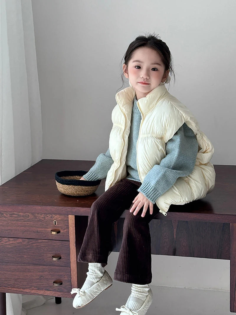 New Autumn & Winter Kids Vest Children's Thickened Turtleneck Waistcoat Korean Style Girls Boys Trendy Warm Outwear 2-6Y Unisex