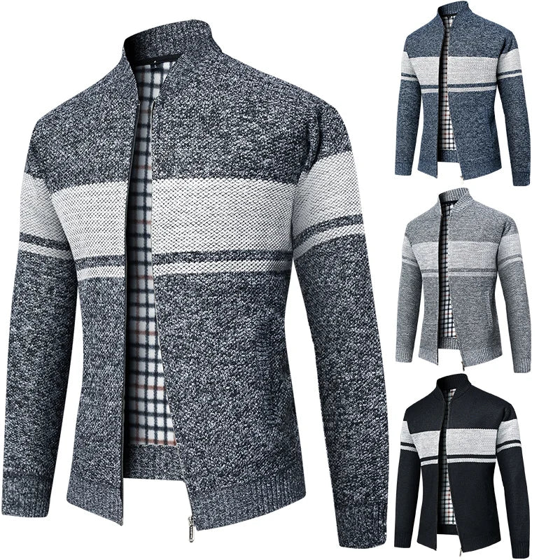 Men's High Quality Thick Plus Velvet Brand Casual Fashion Baseball Collar Classic Jacket, Zipper Warm Windbreaker Male Coats