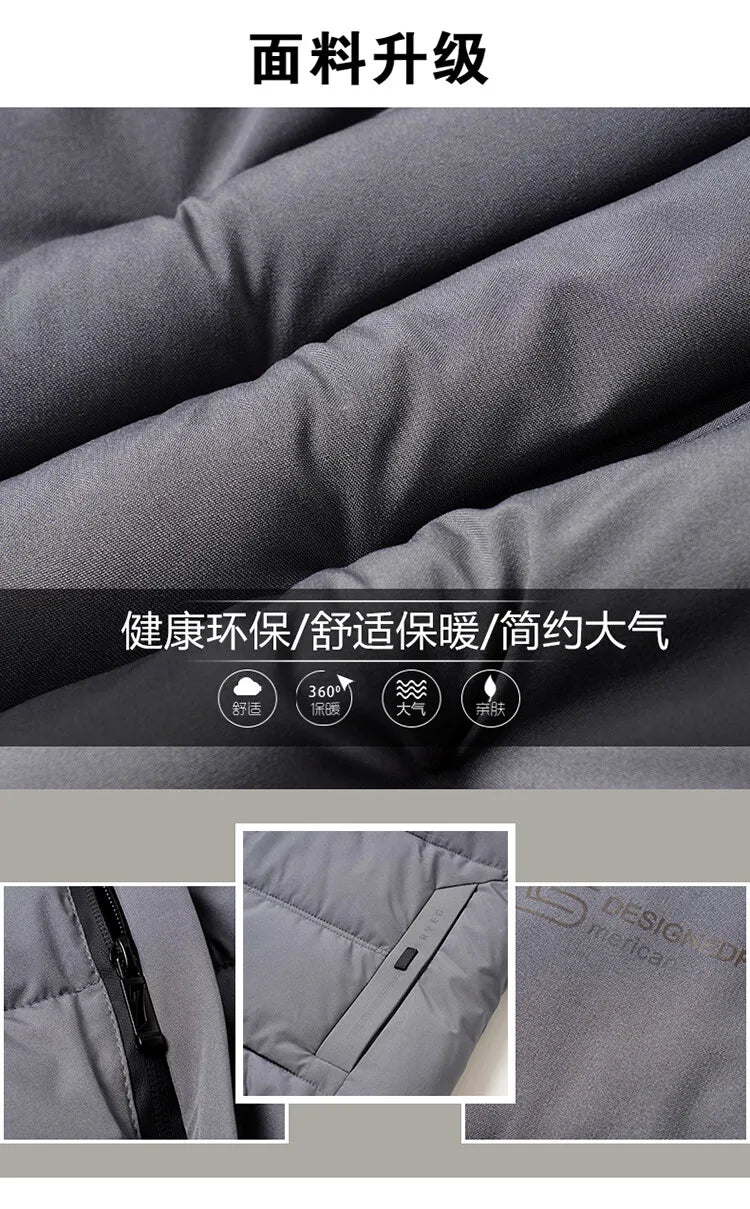 Men's High-Quality Hooded Thickened Warm Cotton Coat, Suitable for Daily Commuting, Elegant Business and Casual Wear Size L-5XL
