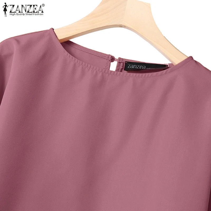 Women Causal 2PCS Pant Sets Loose 3/4 Sleeve Tops Wide Leg Pants 2-Pieces Outfits Solid Colour Fashion Commute Tracksuits