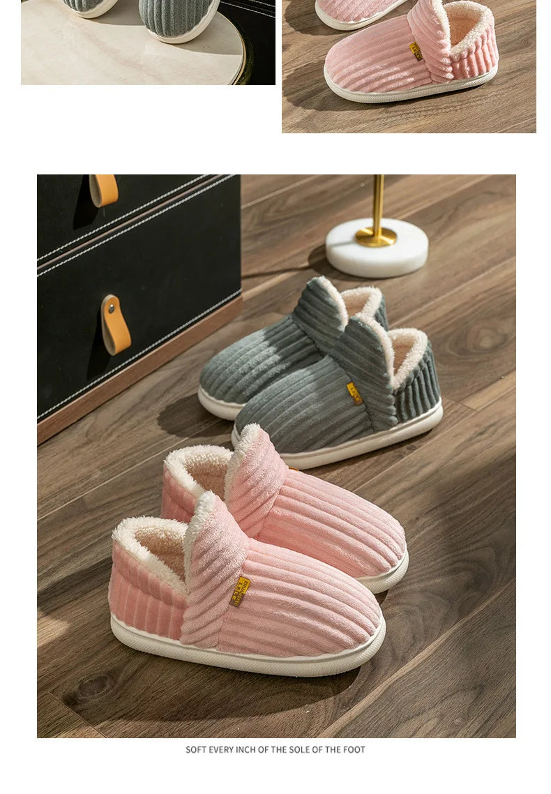 Unisex Warm Plush Fur Winter Slippers Indoor and Outdoor Fluffy Warm Fuzzy House Shoes With Fuzzy Soft Furry For Men & Women