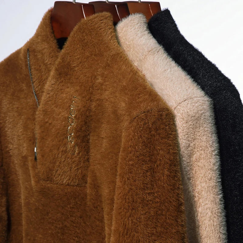 Men's Top Grade Mink Fashion Brand, Designer Pullover Knitted Turtleneck Sweater, and Autumn Casual Male Clothing
