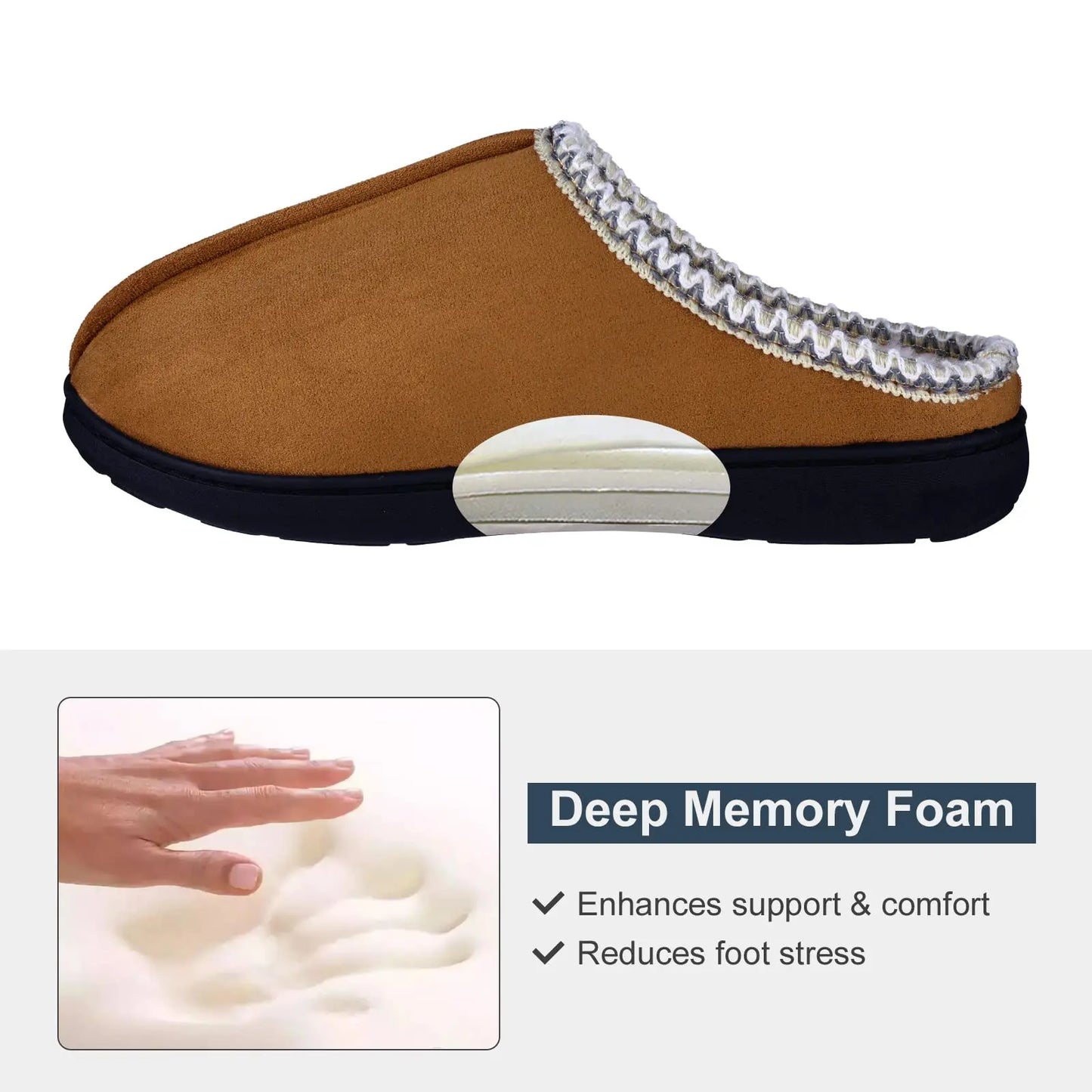 Men's Winter Plush Slippers Fleece Lined Anti-Slip Fur Suede Mules For Indoor Casual Fuzzy House Male Fluffy Shoes
