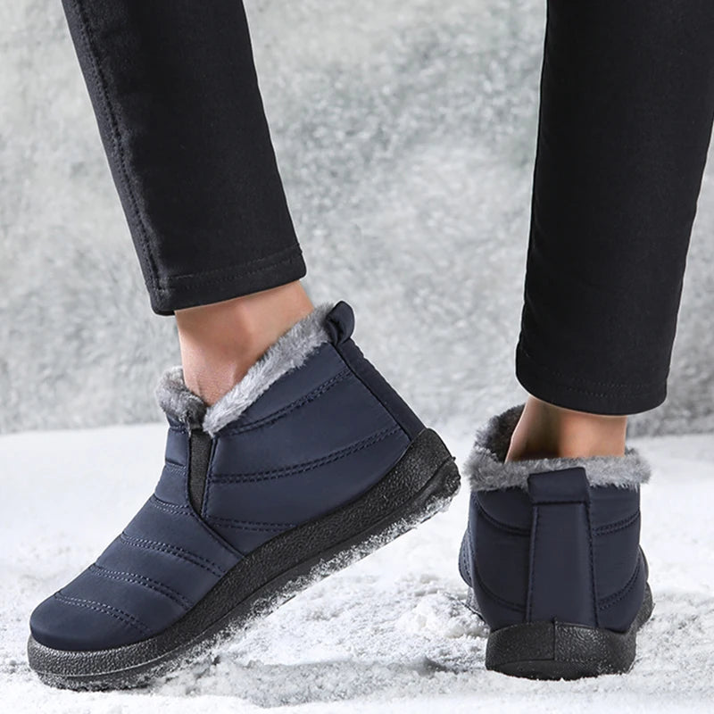 Women's Winter Waterproof Warm Fur Walking Shoes Moccasin Ladies Casual Footwear For Women