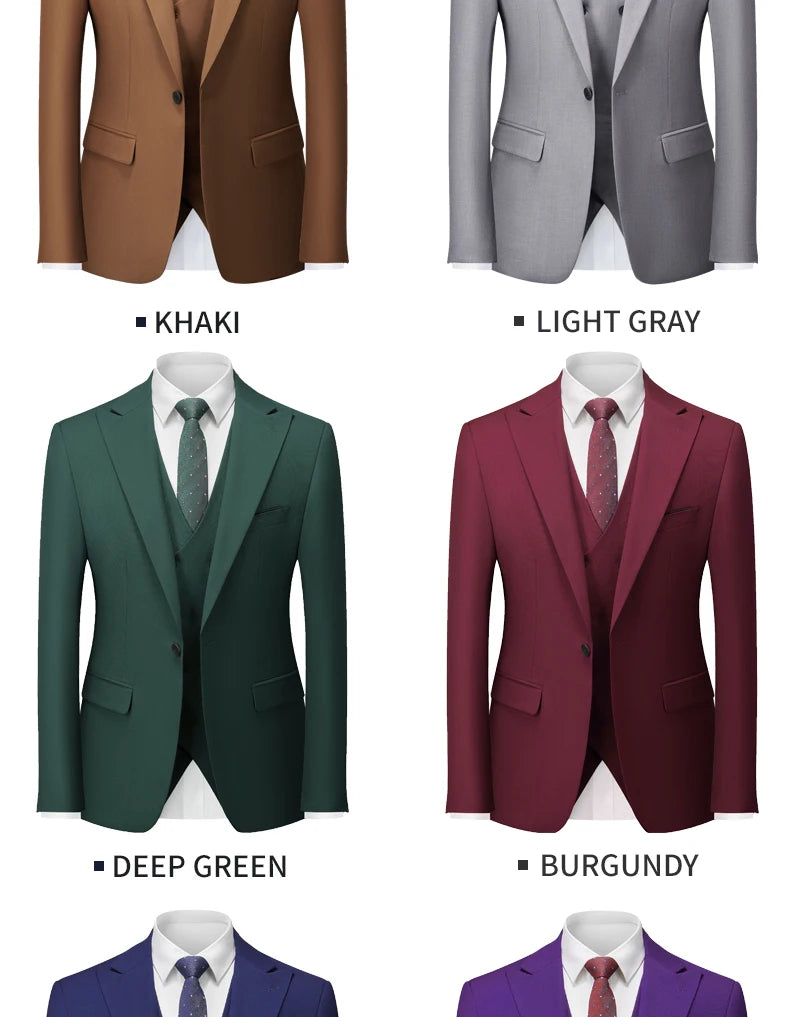Men's Italian Business Gentleman Slim Suit, Groom Wedding Blazers, Italian Costume - Sizes M to 5XL