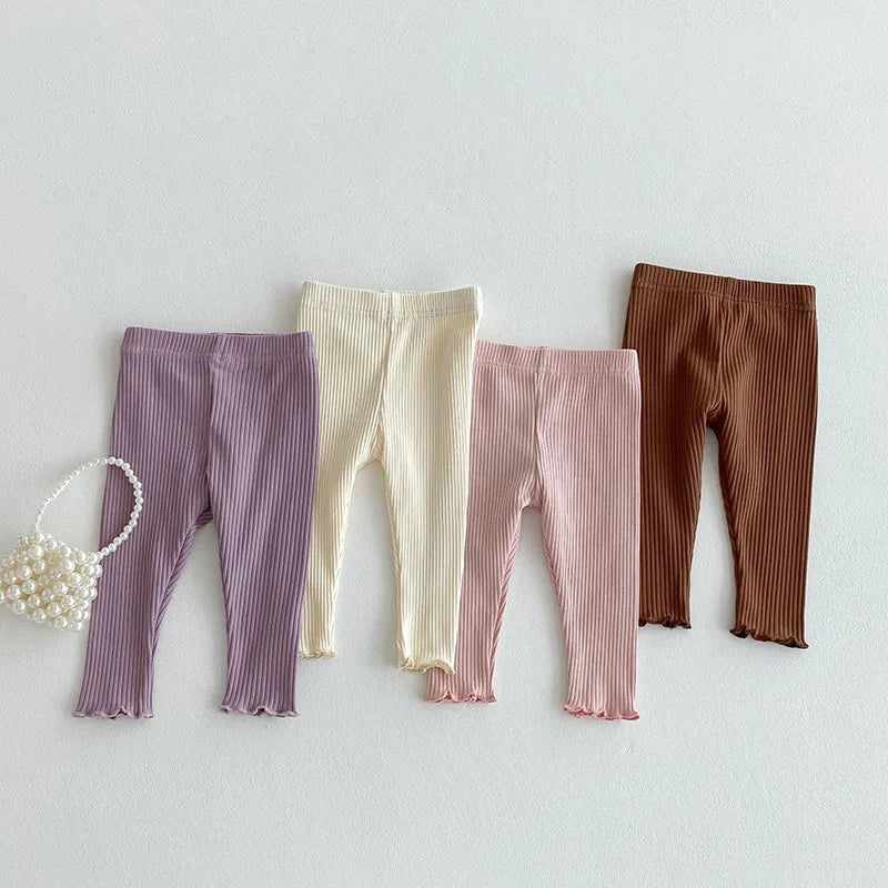 Herfst Baby Leggings Leuke Effen Kleur Meisjes Jongens Pit Strip Skinny Broek Ademende Peuterbroek 6M-3 & Unisex