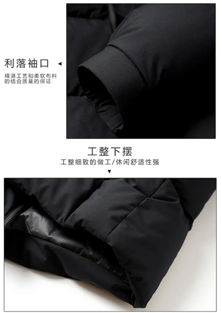 Men's High-Quality Solid Colour Business Casual Thickened Warm Cotton Jacket With Standing Collar Suitable For Male Daily Commute